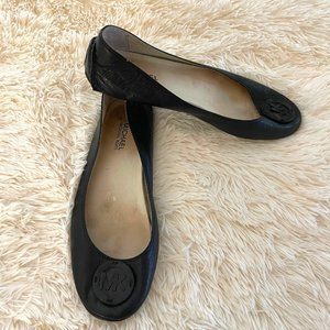 Michael Kors Black Leather Ballerina Moccasin flats Size 10